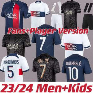 2023 2024 MBAPPE PSGS 축구 유니폼 HAKIMI SERGIO RAMOS VERRATTI DANILO SANCHES 23 24 MAILLOTS 축구 셔츠 남자 키트 세트 균일 한 enfants 축구 유니폼