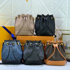 Top Quality Bucket Shoulder Bags Flower Purses NeoNoe MM series bags Ladies Luxury Designer Shrink Rope Print Shoulder Bags Fashion Mini Vintage Tote Bag