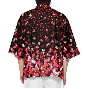 Ubranie etniczne moda kolorowy nadruk motyla luźne japońskie kardigan mężczyzn na plaży kimono cosplay tops kobiety yukata plus size 6xl 5xl