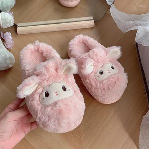 Slippers Cute Cartoon Plush Women's Autumn And Winter Style Home Outing Thick-soled Plus Velvet Warm Cotton