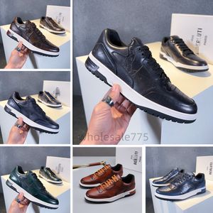 2024 Berluti Sneakers Herren Sport Freizeitschuhe DESIGNER Druckstil Riemen Low Cut Wanderschuhe Herren Trainer Trainingsschuhe Echtes Leder mit dicker Sohle