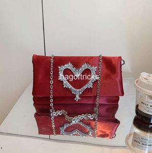 2023 Senhoras Bolsas de Ombro 4 Cores Doce Luxo Diamante Cadeia Bolsa Suave Cor Sólida Dobrável Oxford Mulheres Bolsas Banquete Vestido De Casamento Jantar Bolsa