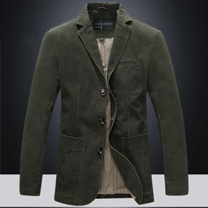 Terno masculino de meia-idade, primavera e outono, solto, casual, três botões, algodão puro, casual, terno único, jaqueta