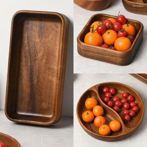 Plates Walnut Fruit Plate Solid Wood Dried Snack Acacia Salad Bowl Wooden Basin Large Meal
