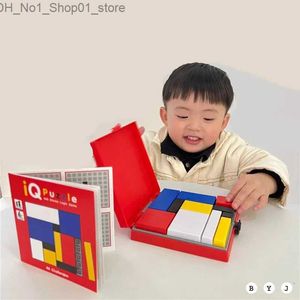 Sorting Nesting Stacking toys Challenges IQ Puzzle Building Block Cognitive Skills Brain Training Board Game Mondrian Blocks Educational Toys for Kids Q231218