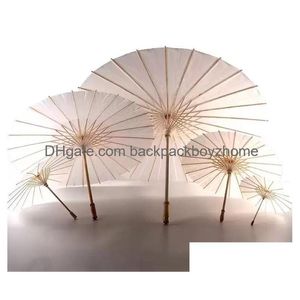 Parasol 60pcs ślub ślubny parasole biała papier parasolka kosmetyczne Pozycje chińskie mini rzemieślnicze parasol średnica 60 cm upuszczenie hom dhz0f