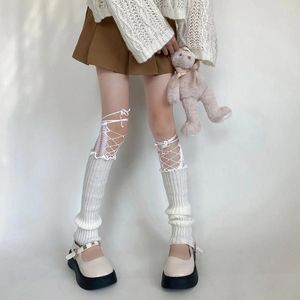 Women Socks Y2k Women's Long Retro Designed Hollowed Out Pile Stockings Knitted Boot Cuffs JK School Style