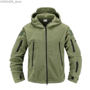 Тактические куртки Тактическая флисовая куртка Военная форма Soft Shell Повседневная куртка с капюшоном Мужская термоармейская одеждаL231218