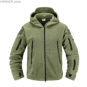 Giacche tattiche Giacca tattica in pile Uniforme militare Soft Shell Giacca casual con cappuccio Uomo Abbigliamento termico militareL231218