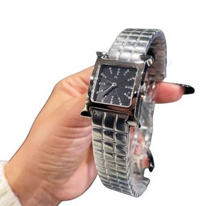 Quadratische Damenuhr, schlichte und vielseitige Uhren mit Stahlband, Diamant-Zifferblatt, luxuriöse Designer-Damenuhr