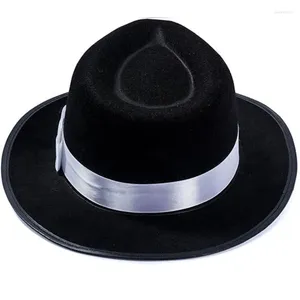 Boinas Round Top Hat Fedora Cap com cinto tema festa traje headpieces