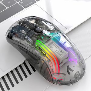 Мышь Проводная беспроводная мышь Gamer RGB Light Регулируемая прозрачная игровая Bluetooth-совместимая мышь для настольного ноутбука 231216
