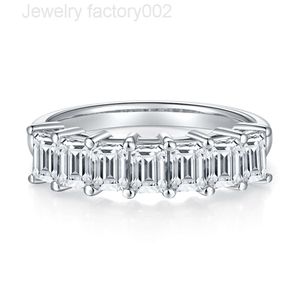 Clássico 925 prata total 1 ct d cor passar diamante teste d cor empilhável corte esmeralda moissanite anel para mulheres jóias finas