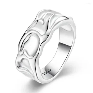 Cluster Rings Silver 925 Charm Molten Flowing Band Ring For Womenvalentine Girl Year Gift Sale