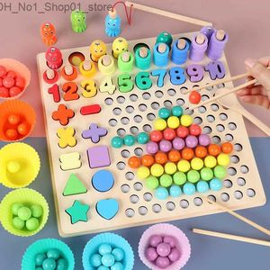 Sorting Nesting Stacking toys Wooden Montessori Kids Toys Hands Brain Training Clip Beads Puzzle Board Math Game Baby Q231218