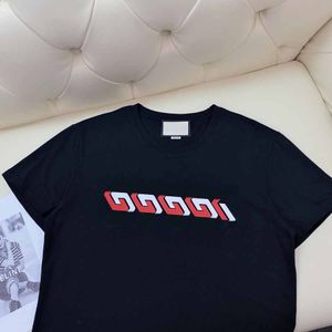 Men's T-shirt Spring and summer new fashion brand high quality short sleeve men and women with the same spray print loose casual mirror effect simple shirt