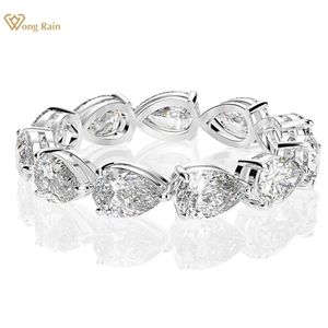 Wedding Rings Wong Rain 925 Sterling Silver Pear Cut High Carbon Diamonds Gemstone Engagement Ring Wedding Band Fine Jewelry Wholesale 231218