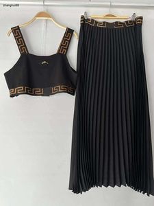 Женский дизайнерский костюм-двойка с буквенным узором, высококачественный жилет с узором, модная длинная юбка с высокой талией, новинка 18 декабря