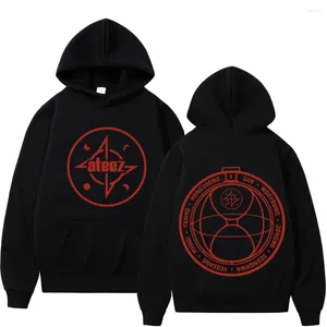 Hoodies masculinos Ateez Band Concert Tour Gráfico Hoodie Homens Mulheres Tendência Vintage Moletons Com Capuz Outono High Street Moda Oversized