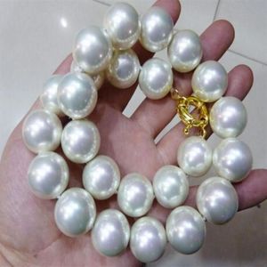 LLRARE Enorme collana di perle bianche di conchiglia dei mari del sud da 16 mm 18 248w
