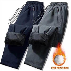 Męskie spodnie zimowi ciepłe mężczyźni gęste workowate joggery streetwearne spodnie