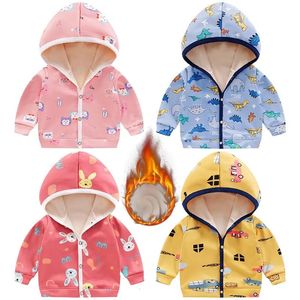 Jackets Children s Fall And Winter Boys Girls Padded Thickened Cartoon Jacket Baby Infant Hooded Sweater Cardigan 231218