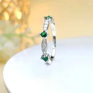 Cluster Rings Ladies Diamond Ring S925 Sterling Silver Colored Simple Fashion Blue Treasure Green Engagement Smycken