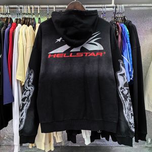 Hellstar Hoodie Designer Hoodies Sweatshirts Hellstar Vintage Mud Print مغسول بالهيب هوب القديم الجيوب المرسومة باليد هوديس سميكة