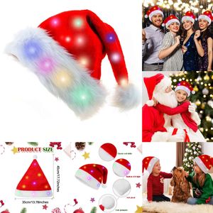 Yeni Noel Oyuncak Malzemeleri Noel Led Şapka Santa Light Up Peluş Şapka Mutlu Noeller Komik Şapka Işıklı Peluş Şapka Yeni Yıl Tatil Çocukları Navid