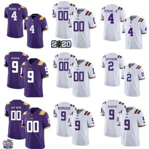 CUSTOM 2024 Custom Youth Men LSU 4 Harold Perkins Jr. 2 Justin Jefferson College Jersey Burreaux 9 Joe Burrow Tryann Mathieu 7 Fournette Pur