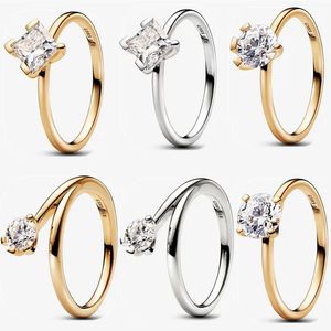 Designer New Wedding Rings for Women Engagement Gift DIY fit Pandoras Era Bezel Lab-grown Diamond Ring plated 14k Gold Fashion High Quality Party Jewelry