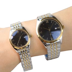 커플 패션 시계 캐주얼 디자이너 스틸 밴드 시계 간단하고 다재다능한 쿼츠 운동 손목 시계