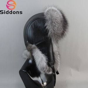 Trapper Hats Men Outdoor Windproof Winter Natural Real Fox Fur Bombers Hats Quality Raccoon Fur Cap Man Luxury Real Sheepskin Leather Hat 231216