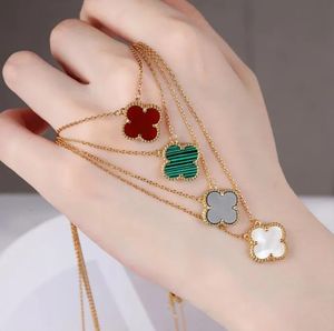 Colar com pingente de designer de moda para mulheres elegante colar com medalhão de trevo de 4/quatro folhas de alta qualidade correntes gargantilha joias banhadas a ouro 18K presente para meninas sem caixa