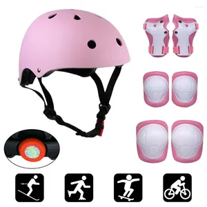 Capacetes de motocicleta crianças conjunto de patinação e equitação equipamentos de proteção skate equilíbrio carro cotovelo almofadas joelho ciclismo capacete pulso