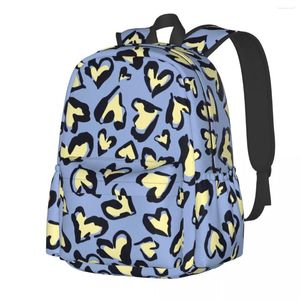 Sırt çantası kalp leoparı soyut geometrik bisiklet backpacks kadınlar özel dayanıklı lise çantaları kawaii sırt çantası xmas hediye