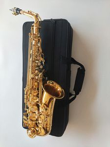 Bästa kvalitet Golden Alto Saxophone YAS-62 Japan Brand Alto Saxophone E-Mus Music Instrument med munstycke