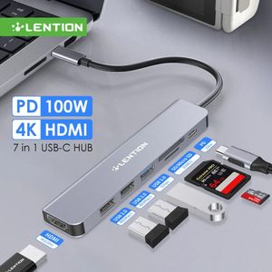 Hubs Lention USB C HUB 4K 30Hz Type C to HDMI 2.0 PD 100W Adapter For Macbook Air Pro iPad Pro M2 M1 PC Accessories USB 3.0 HUB CE18