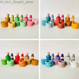 Sortering häckning stapling leksaker säsong figur set vår sommar höst vinter barn regnbåge peg dockor låtsas spela färg baby montessori utbildnings leksaker q231218