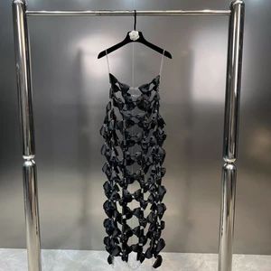 2024 Milan Runway Dress Spring осень осенний спагетти ремешок без рукавов черно -белый бренд и то же стиль женское платье мод высококачественное великолепное платье 773