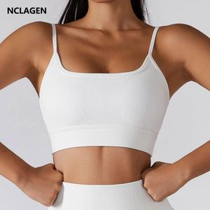 set NCLAGEN Sport Bra Sexy Woman Adjustable Gym Underwear High Impact Beautiful Back Running Fitness Thin Shoulder Strap Yoga Blouse