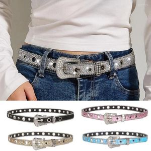 Belts Jeans Belt Trendy Bling Faux Leather Waist Portable Luxury Strap Women Fashion Accessory