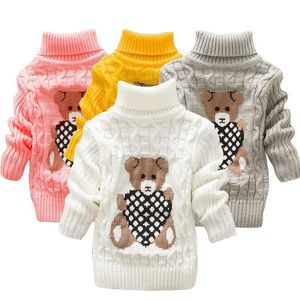Pullover Pullover Baby Cartoon Bear Casual Basic Sweater Crewneck Thick Kids Slouchy Soft Warm Wool Clothing for Boys Girls Autumn Winter S