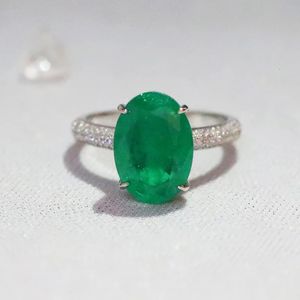 Wedding Rings 100% S925 Sterling Silver Green Emerald Ring for Women Fine Wedding Bands SAPPHIRE Gemstone Jewelry Natural Topaz Rings Box 231218