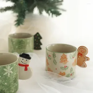 Canecas Natal pintado à mão Gingerbread Man Caneca de cerâmica Xícaras de café