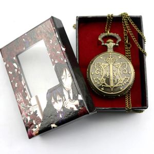 Relógios de bolso Anime Black Butler Kuroshitsuji Relógio para homens mulheres homens pingente presente 231216