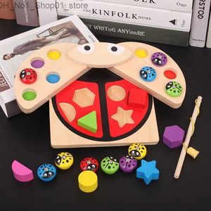 Sortera häckning Stacking Toys 3in1 Ladybug Toy Fishing Toys For Kids Magnetic Blocks Form Matchning Montessori Color Learning Eductional Gift Q231218