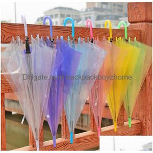 Paraplyer Ny bröllopsfavorit Colorf Clear PVC Paraply Långhandtag Rain Sun Se genom LX3487 Drop Delivery Home Garden Hushåll Sund Dhmzx