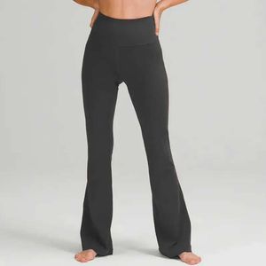 Lu-088 Kadın Yüksek Bel Yoga Alevli Pantolon Geniş Bacak Spor Pantolonları Düz ​​Renk İnce Kalçaları Gevşek Dans Taytlar Bayanlar Gym Plus Boyut Taytlar 6s