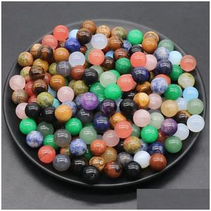 Stone 12Mm Non Porous Ball Crystal Natural Minerals Reiki Healing Stone Beads Pink Quartz Amethyst Sphere Diy Gifts Citrine Home Decor Dh6Bl